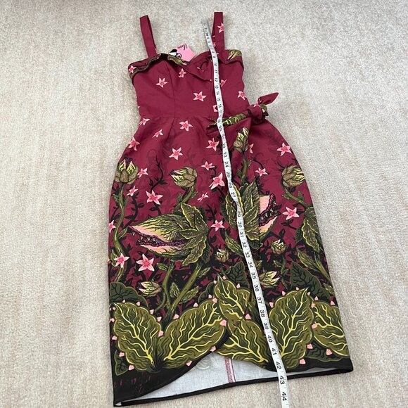 NWT Vixen by Micheline Pitt Tropical Terror Wiggle Faux Wrap Midi Dress XS - Picture 5 of 9